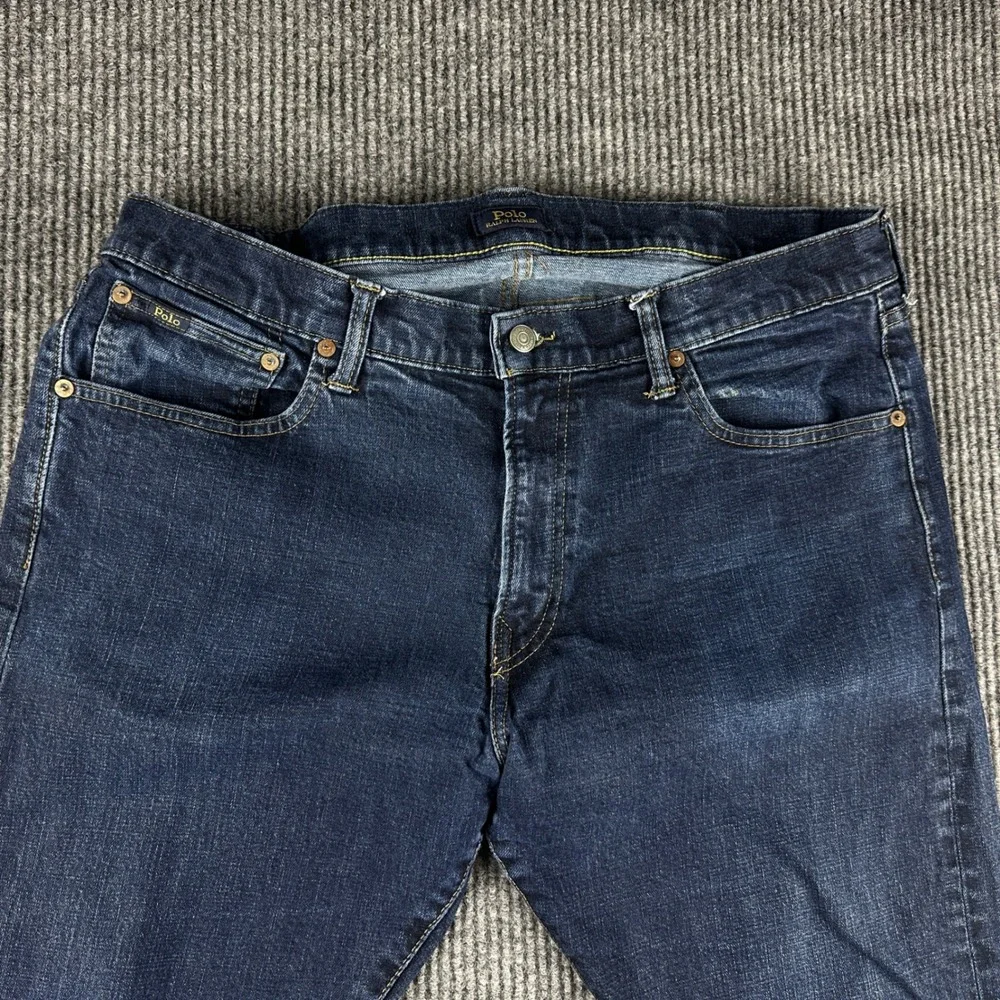 Polo Ralph Lauren Varick Slim Straight Jeans Mens 38x30 Dark Wash Blue Denim